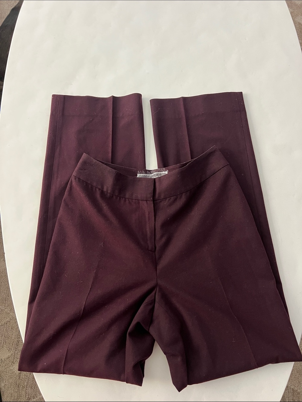 ST. JOHN Burgundy Straight Leg Mid Rise Trouser Pants Silk Lined 2 / 26" $230 - Picture 4 of 7
